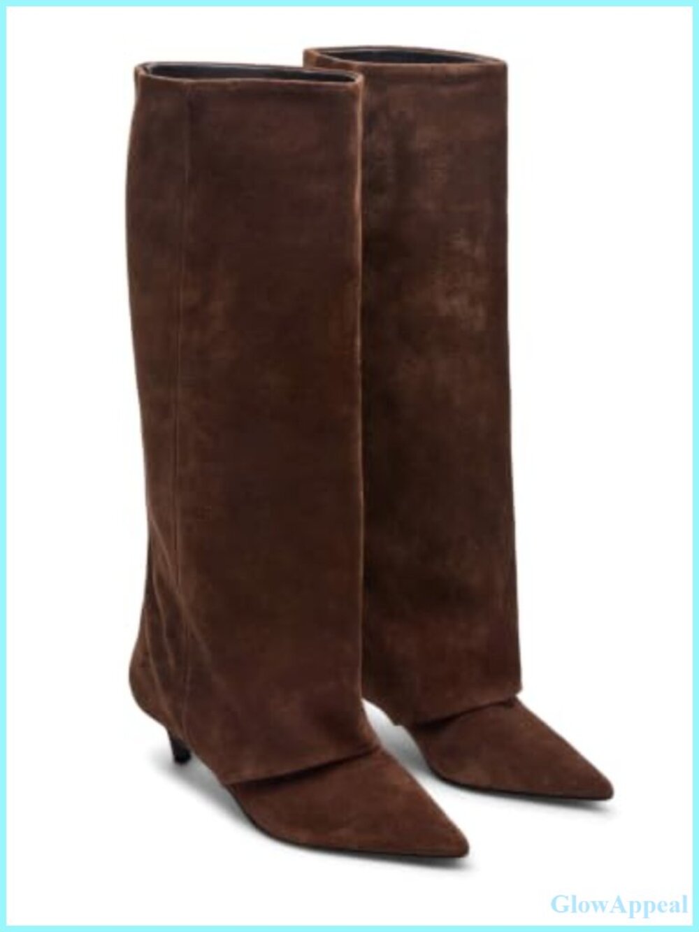 Wide Calf Knee High Boots Pointed Toe Kitten Heel Faux Suede Tall Boots